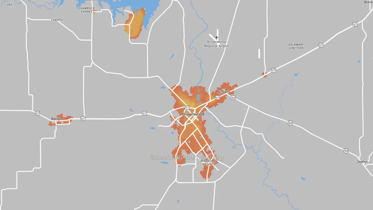 Bike Grade map of Brown County, TX