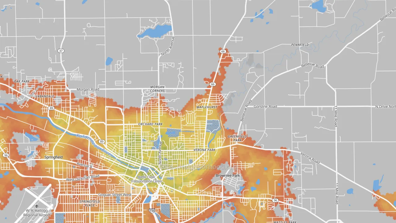 Bike Grade map of Brownlee Park, MI