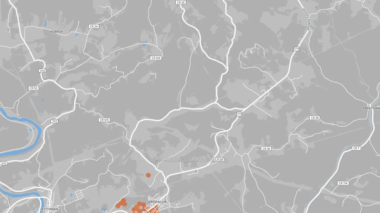 Bike Grade map of Brownlow, WV