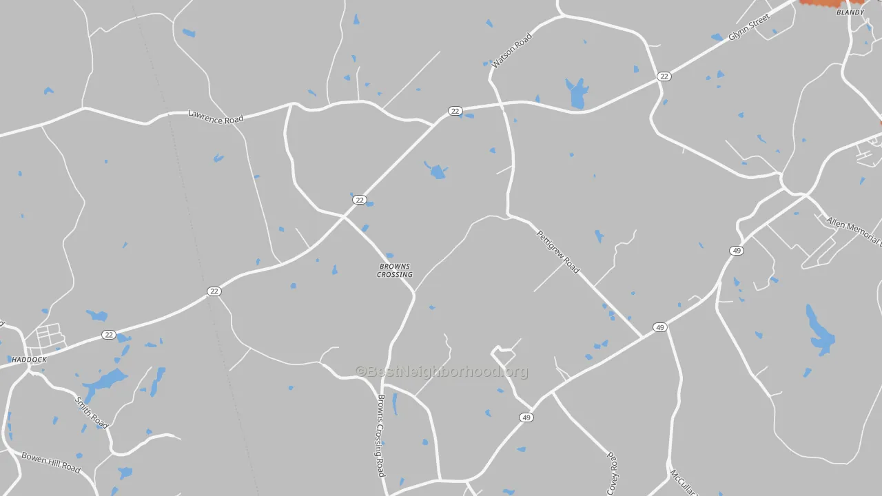 Bike Grade map of Browns Crossing, GA