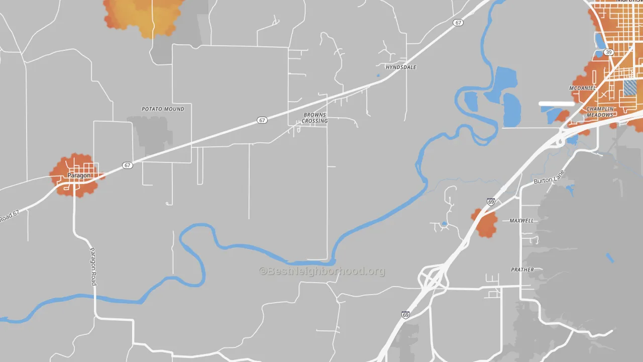 Bike Grade map of Browns Crossing, IN