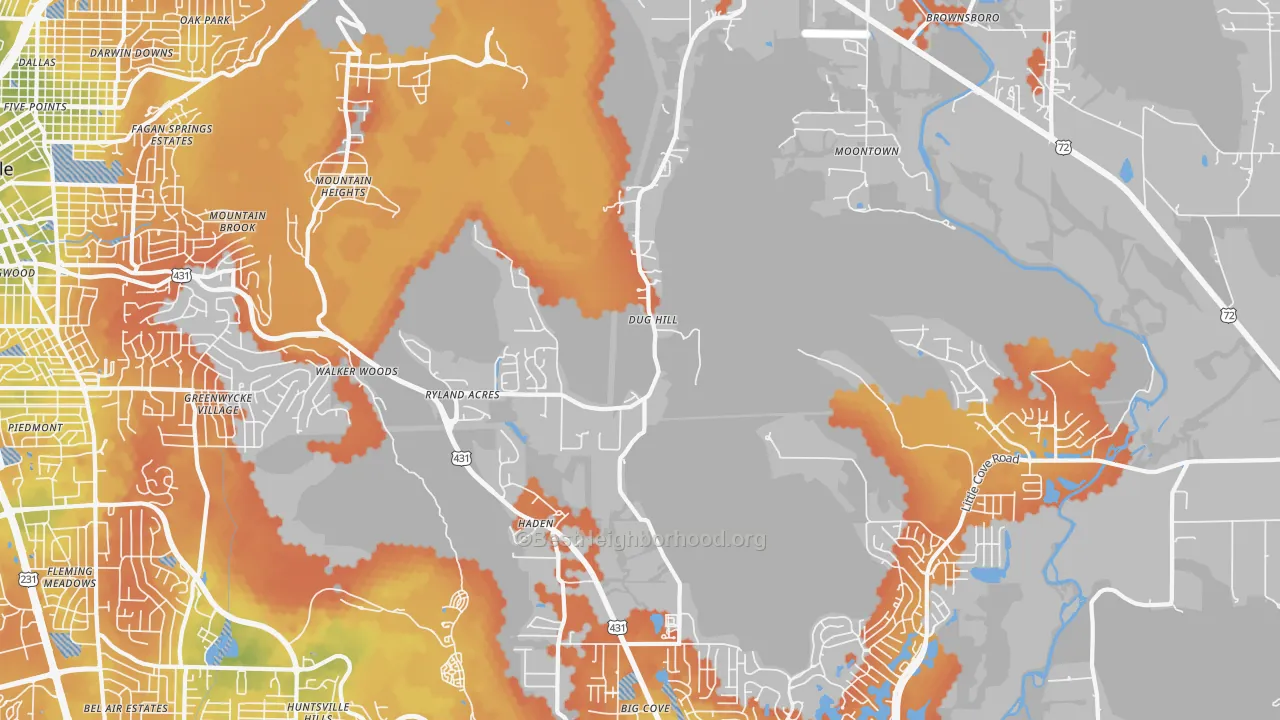 Bike Grade map of Brownsboro, AL