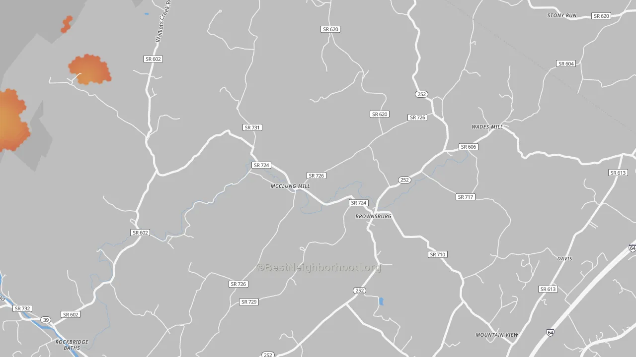 Bike Grade map of Brownsburg, VA