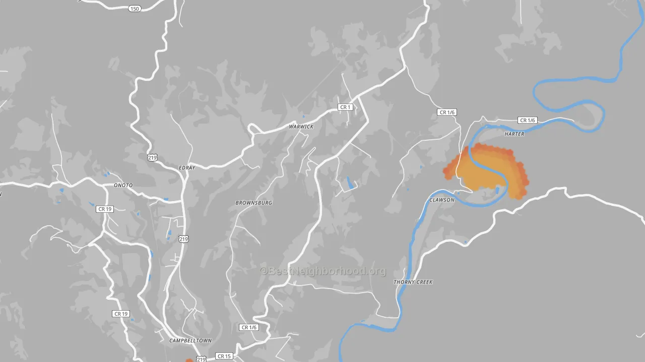 Bike Grade map of Brownsburg, WV