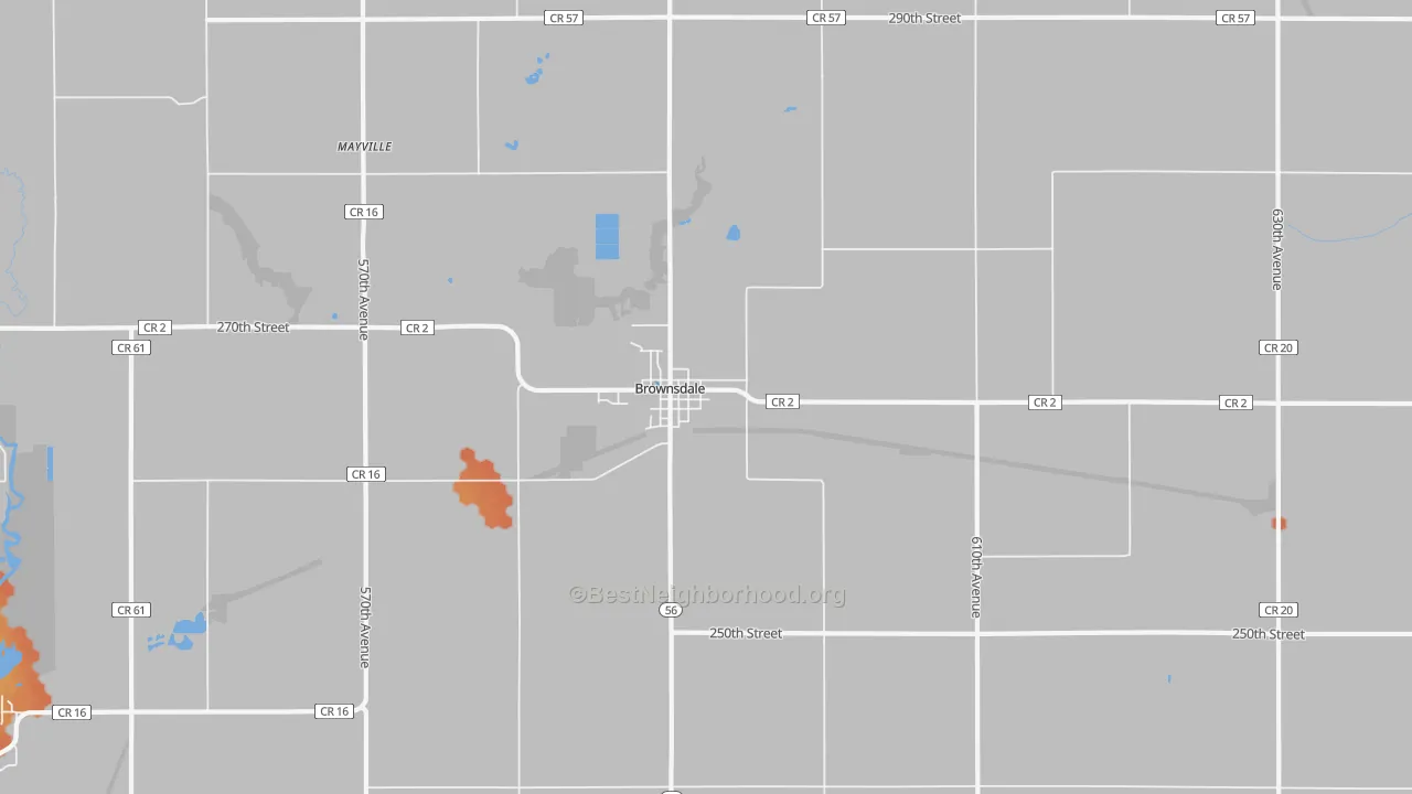 Bike Grade map of Brownsdale, MN
