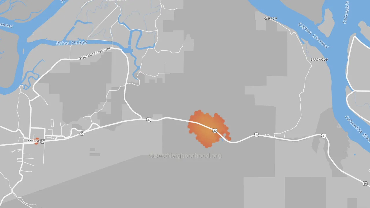 Bike Grade map of Brownsmead, OR