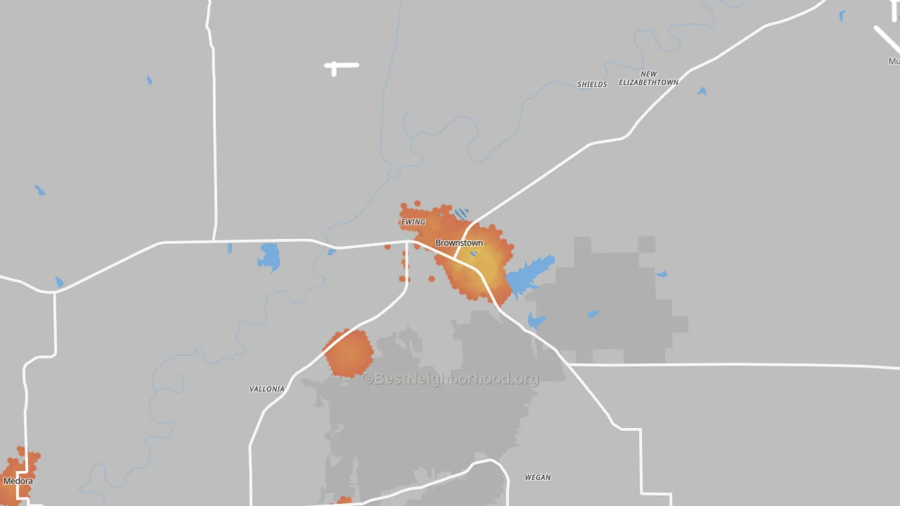 Bike Grade map of Brownstown, IN