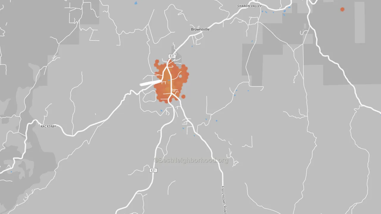 Bike Grade map of Brownsville, CA