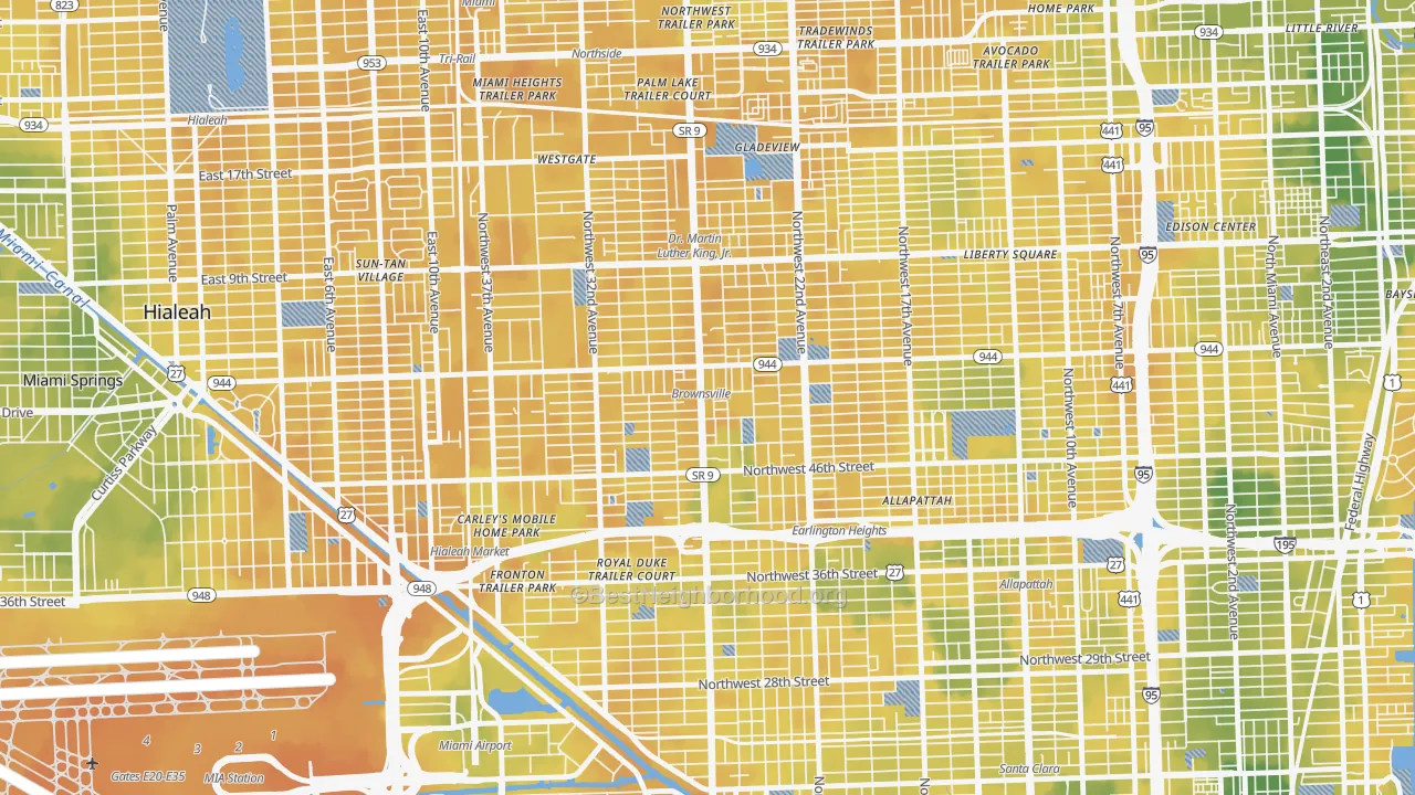 Bike Grade map of Brownsville, FL