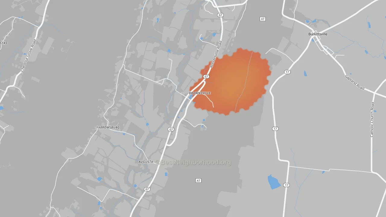 Bike Grade map of Brownsville, MD