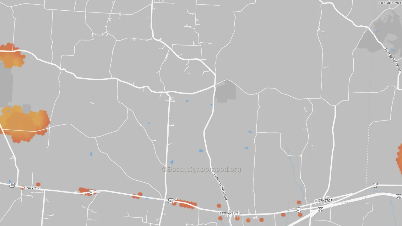 Bike Grade map of Brownsville, OH