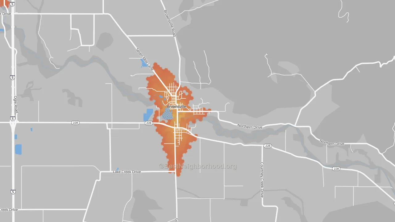 Bike Grade map of Brownsville, OR
