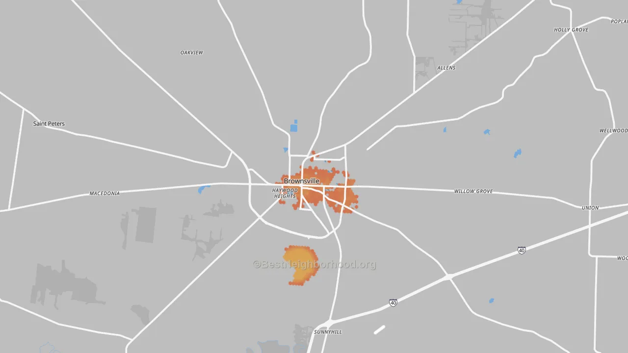 Bike Grade map of Brownsville, TN