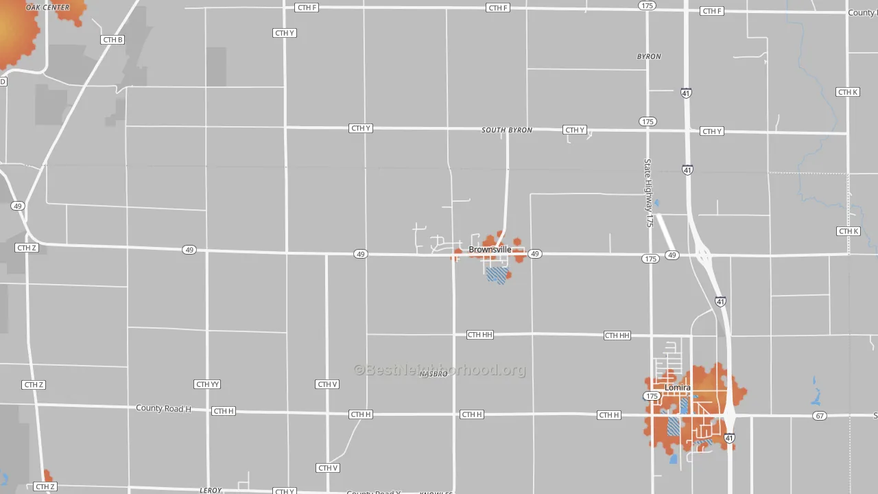 Bike Grade map of Brownsville, WI