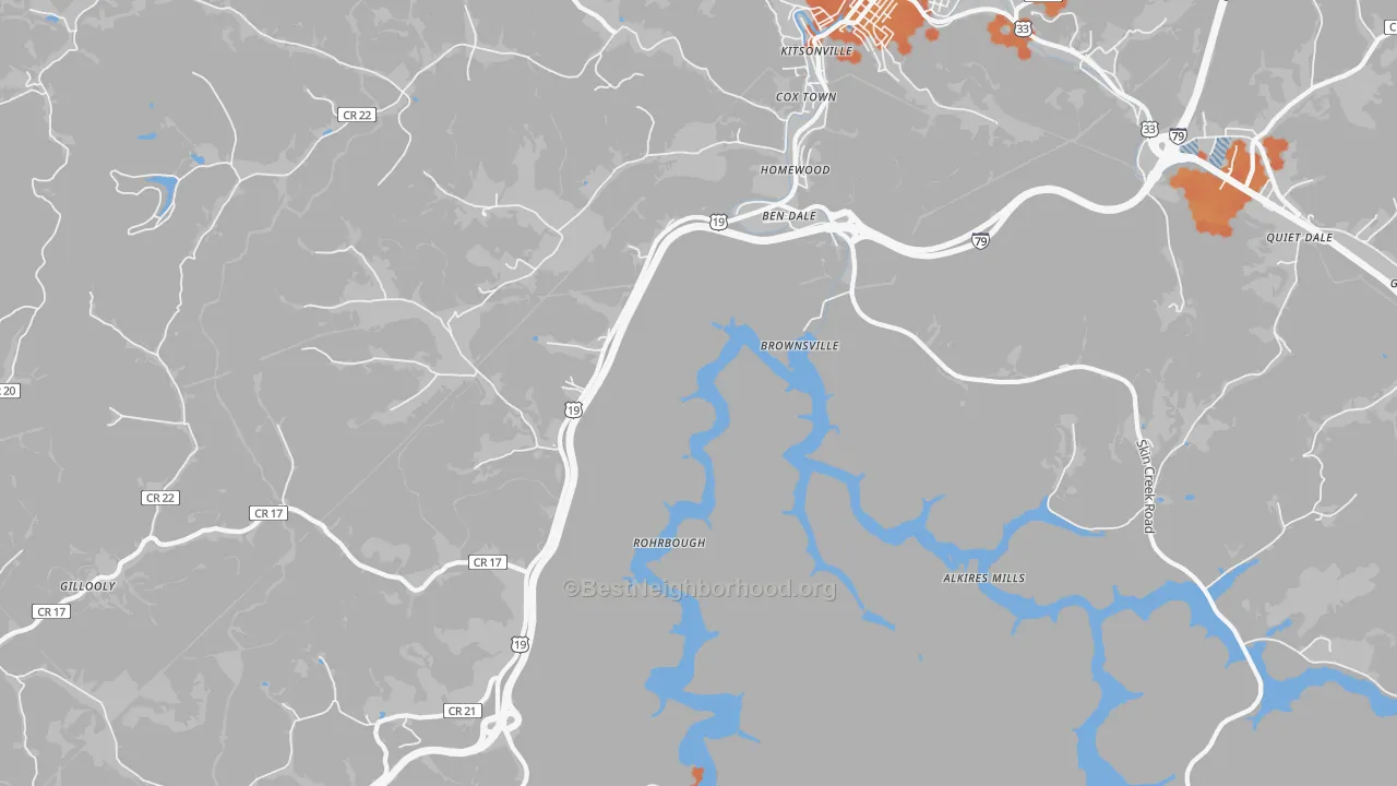 Bike Grade map of Brownsville, WV