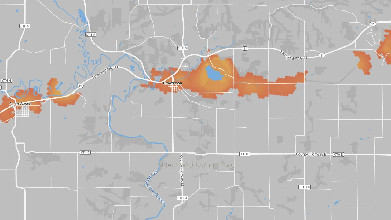 Bike Grade map of Browntown, WI