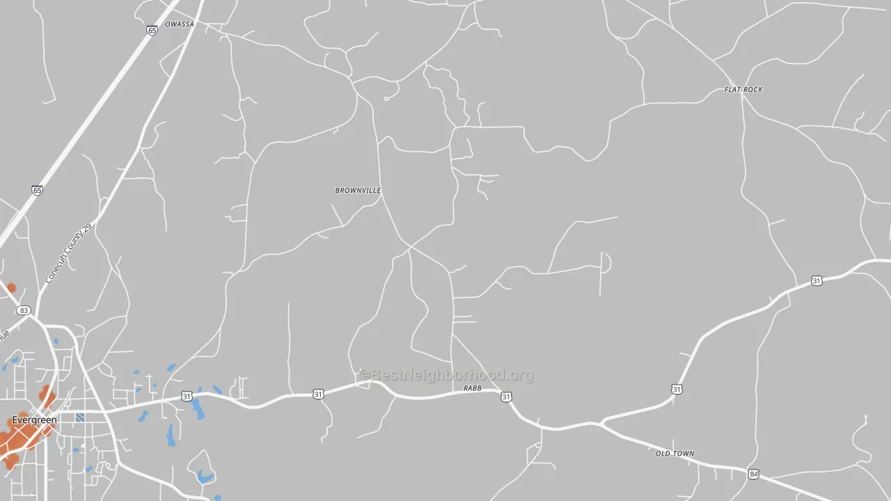 Bike Grade map of Brownville, AL