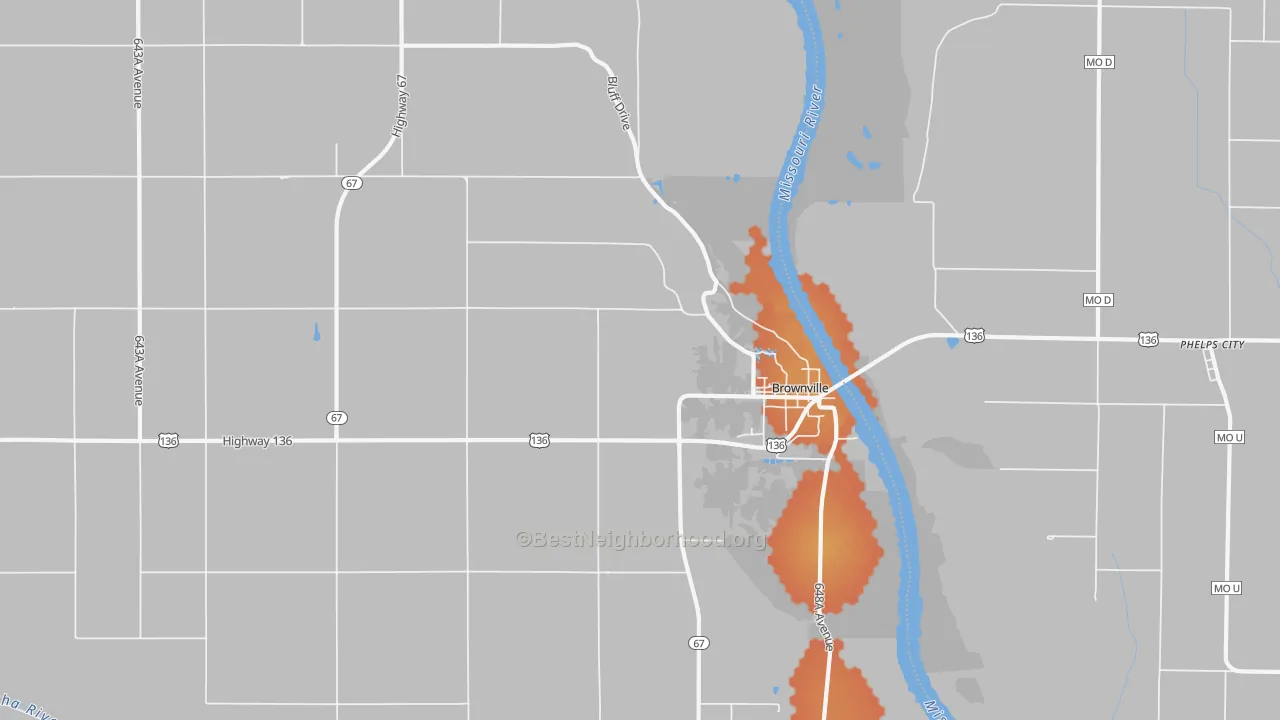 Bike Grade map of Brownville, NE