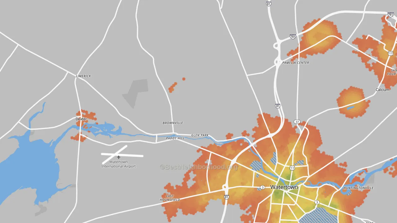 Bike Grade map of Brownville, NY