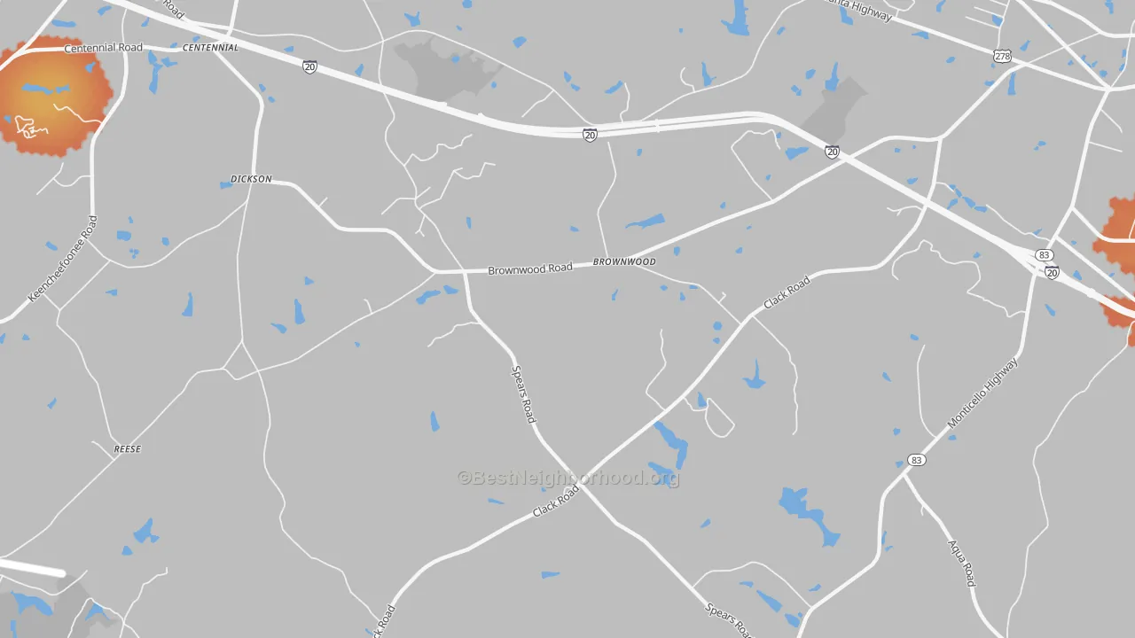 Bike Grade map of Brownwood, GA