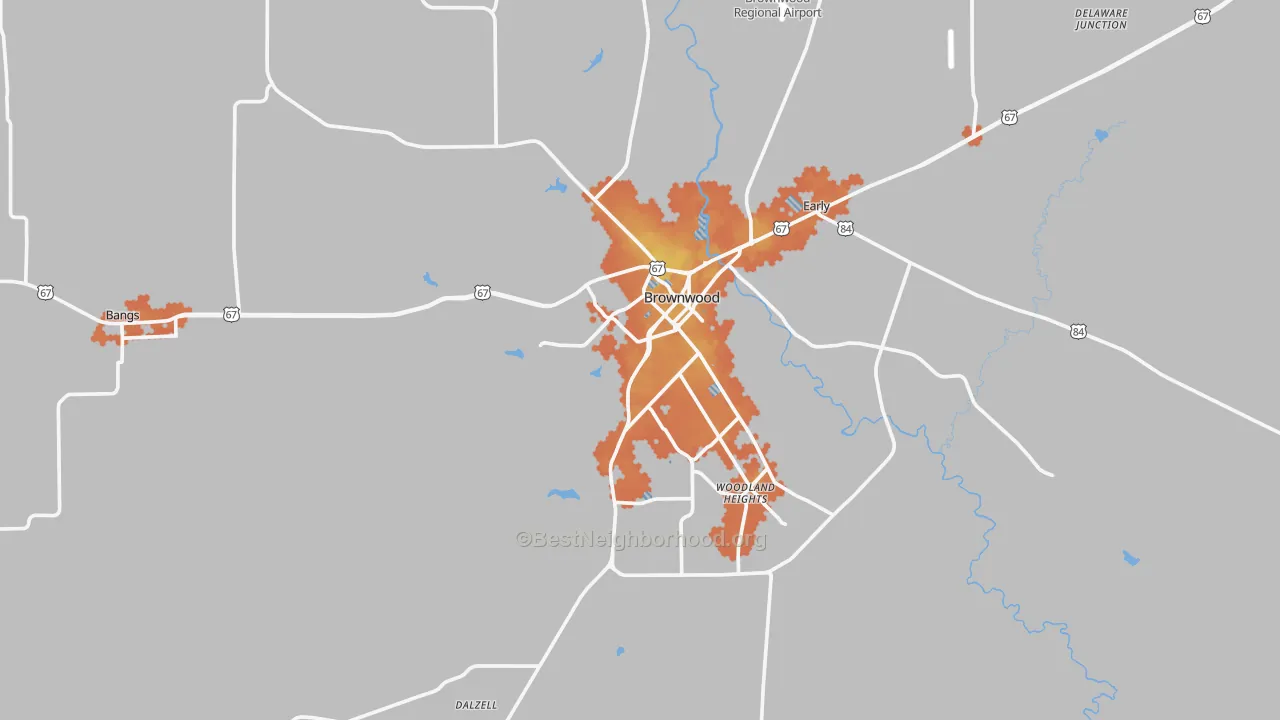 Bike Grade map of Brownwood, TX