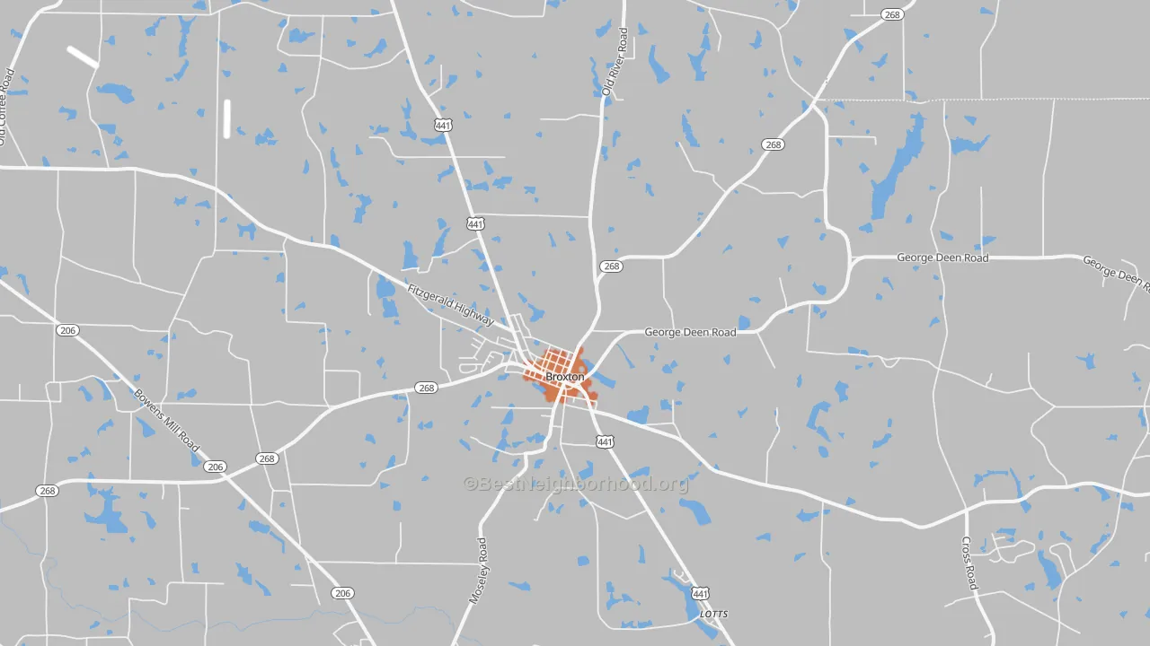 Bike Grade map of Broxton, GA