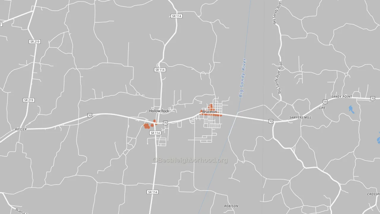Bike Grade map of Bruceton, TN