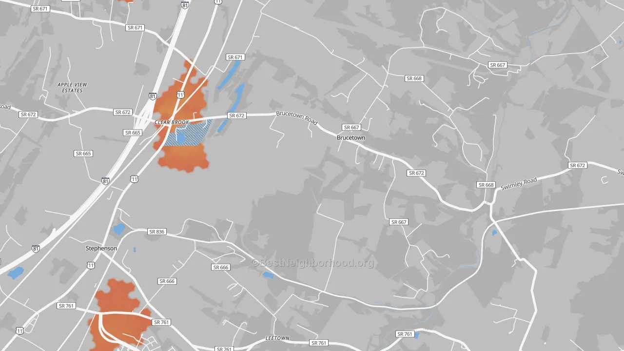 Bike Grade map of Brucetown, VA