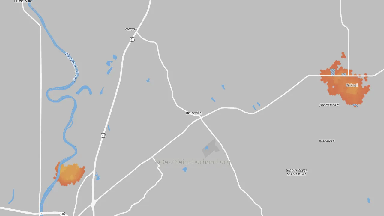 Bike Grade map of Bruceville, IN