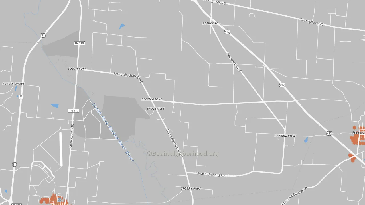 Bike Grade map of Bruceville, TN