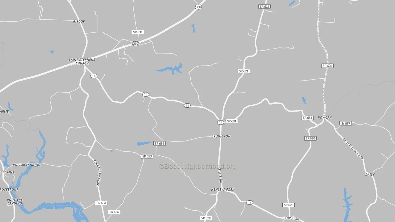 Bike Grade map of Bruington, VA