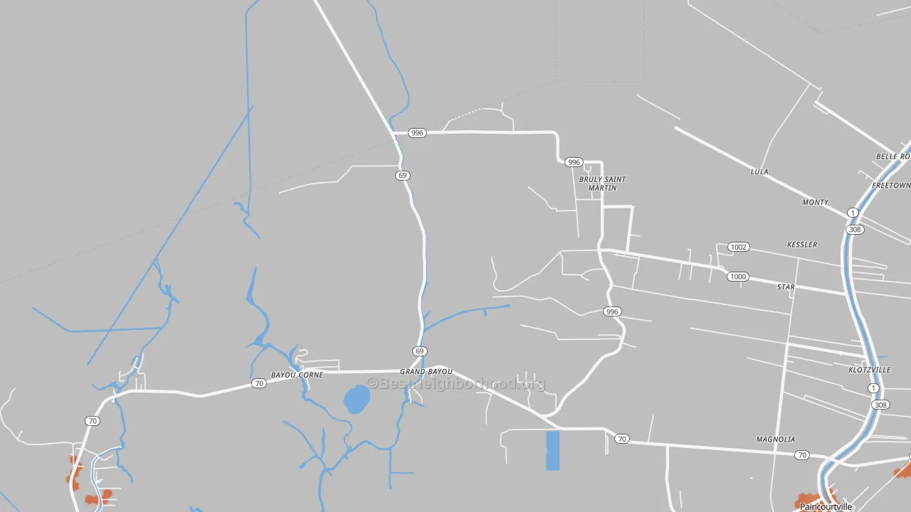 Bike Grade map of Bruly St. Martin, LA