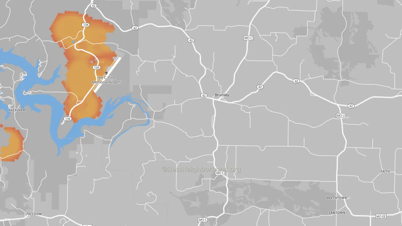 Bike Grade map of Brumley, MO
