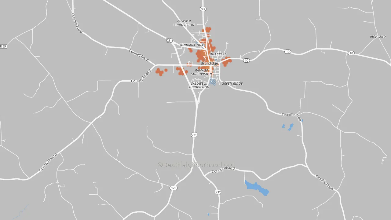 Bike Grade map of Brundidge, AL