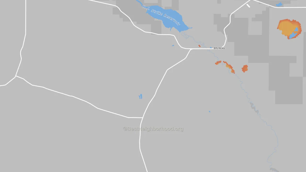Bike Grade map of Bruneau, ID