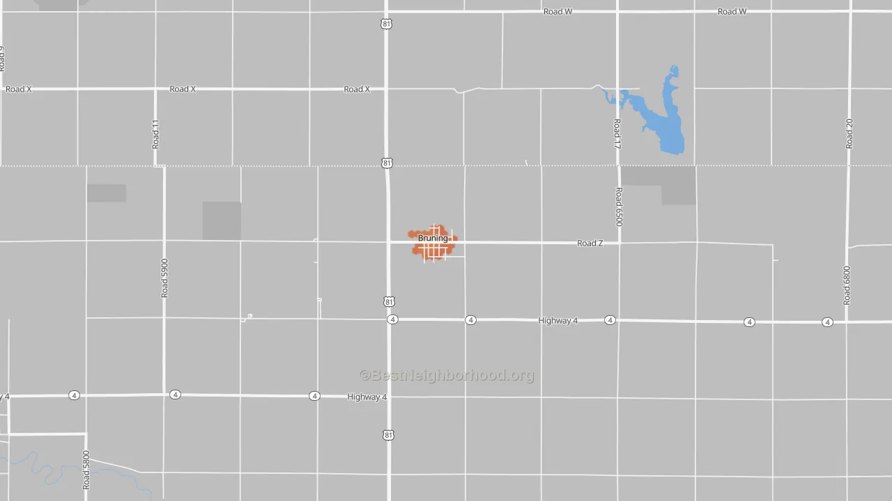 Bike Grade map of Bruning, NE