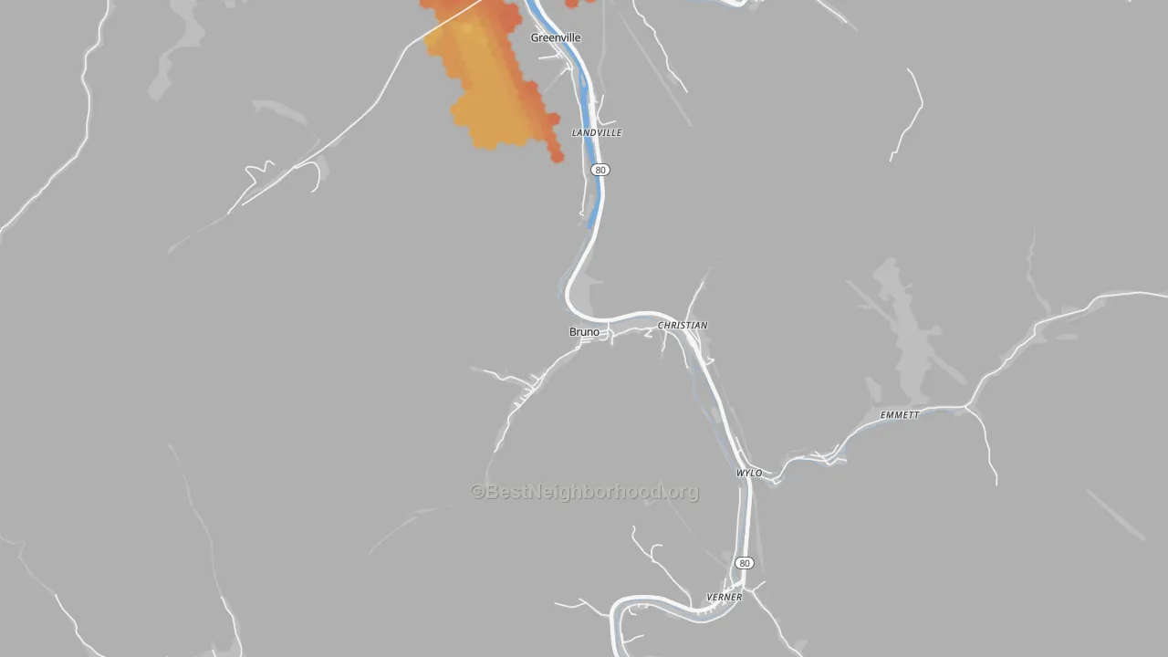 Bike Grade map of Bruno, WV