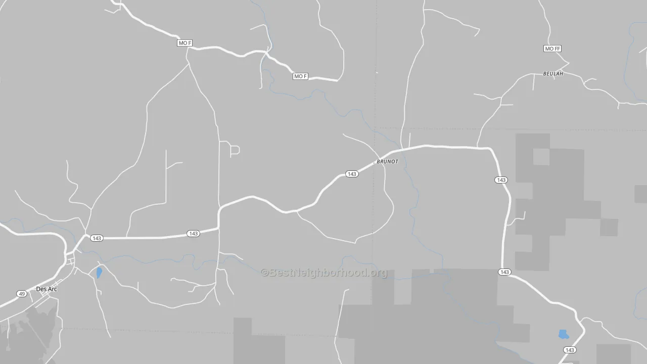 Bike Grade map of Brunot, MO