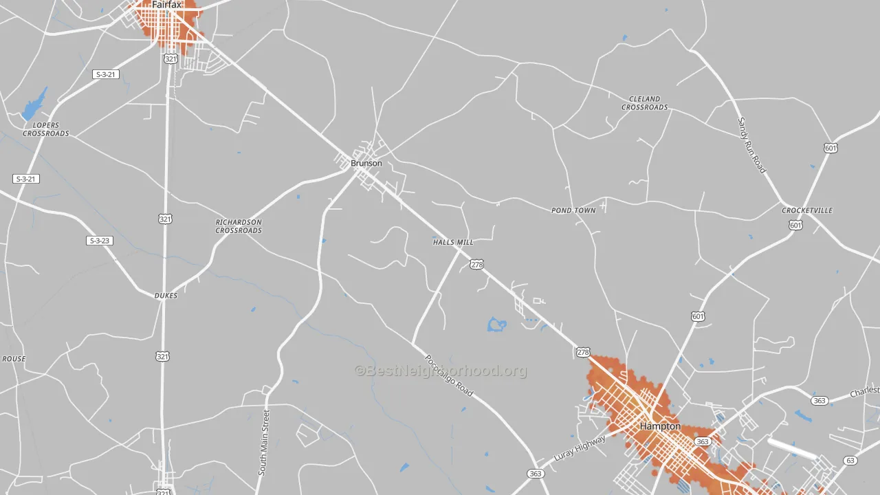 Bike Grade map of Brunson, SC