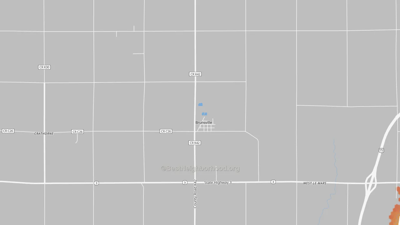 Bike Grade map of Brunsville, IA