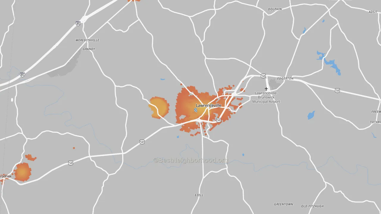 Bike Grade map of Brunswick County, VA
