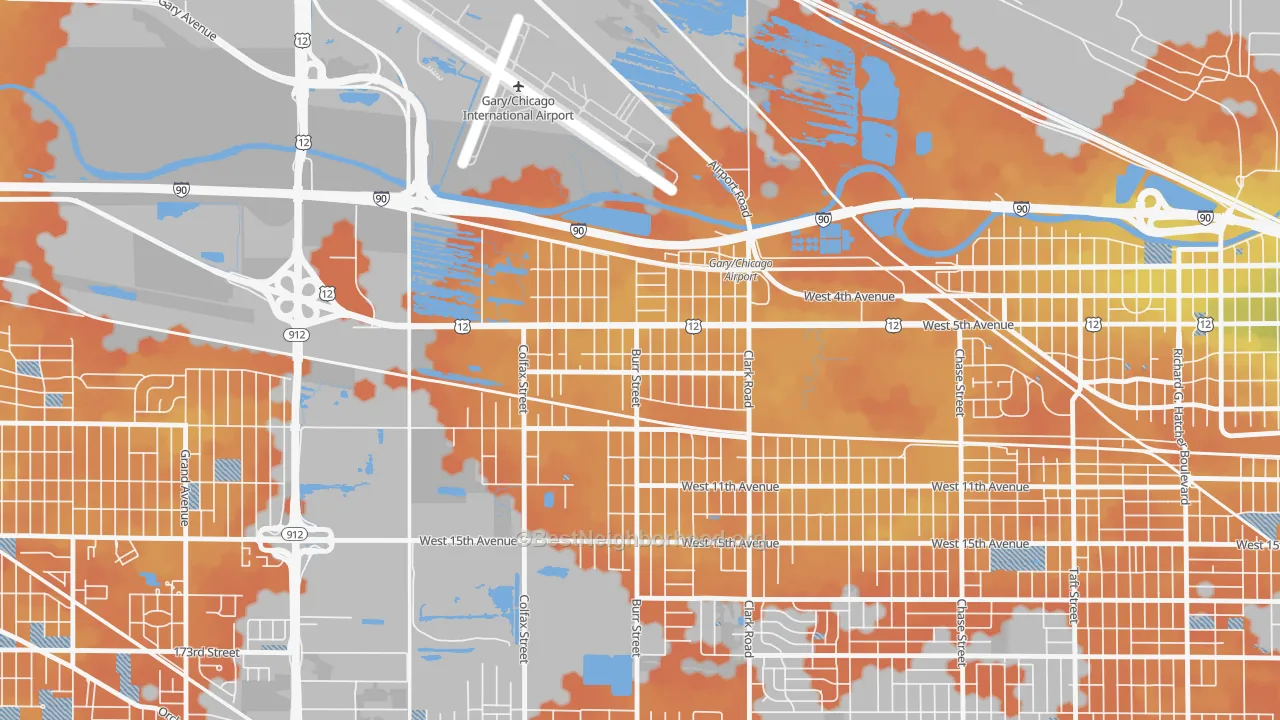 Bike Grade map of Brunswick, Gary, IN