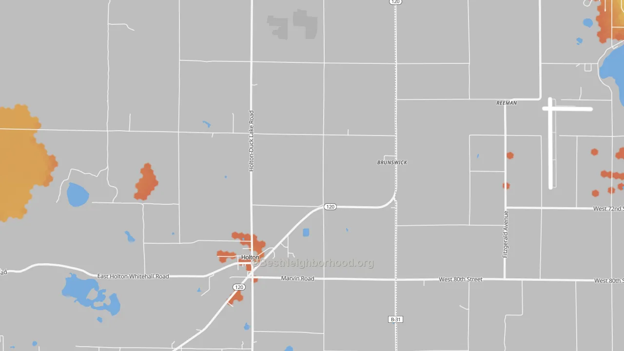 Bike Grade map of Brunswick, MI