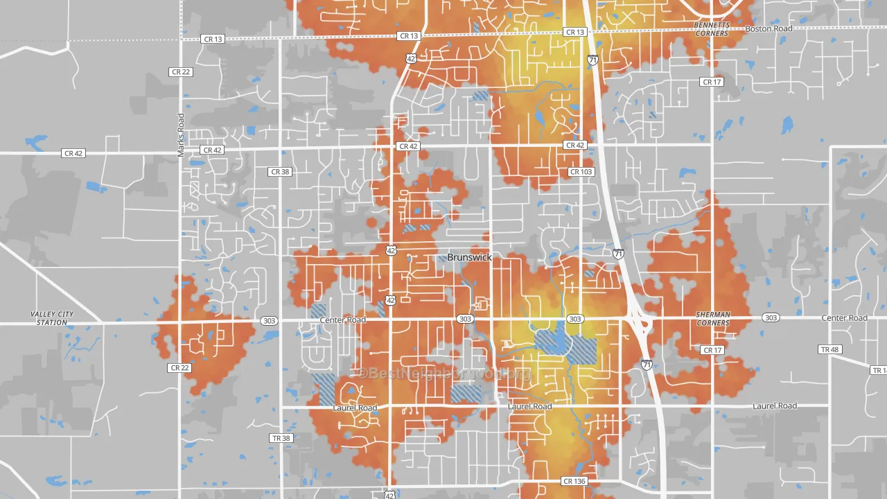 Bike Grade map of Brunswick, OH