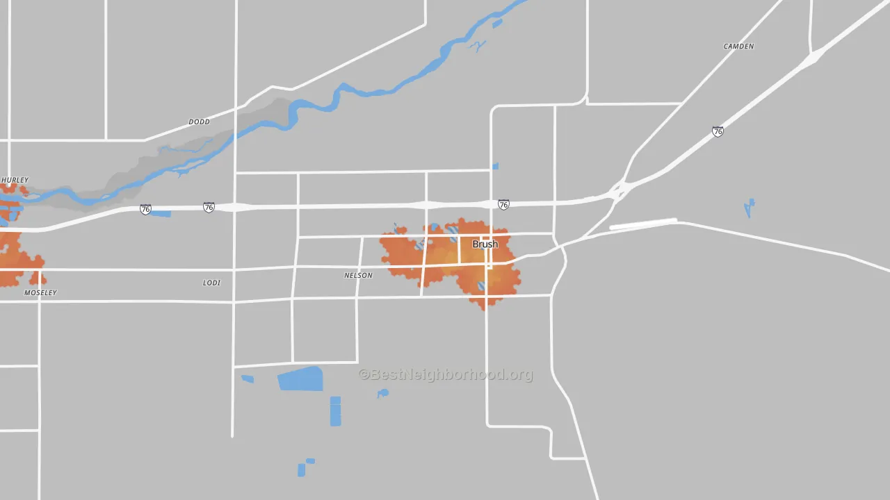 Bike Grade map of Brush, CO