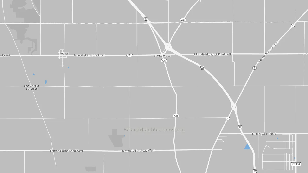 Bike Grade map of Brush Ridge, OH