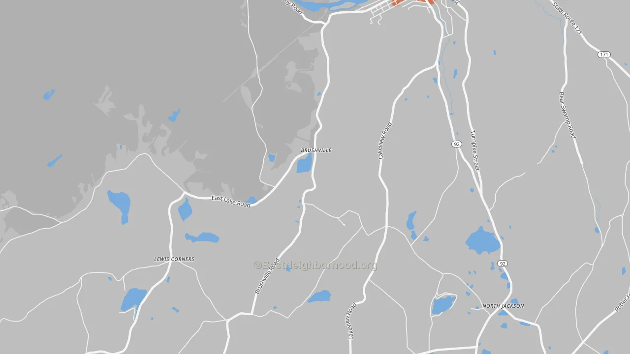Bike Grade map of Brushville, PA