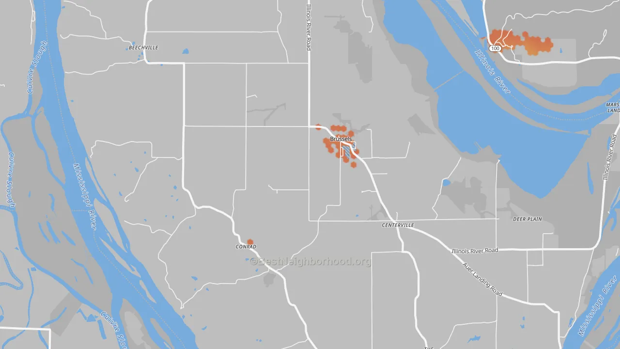Bike Grade map of Brussels, IL