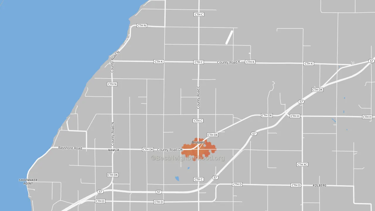 Bike Grade map of Brussels, WI