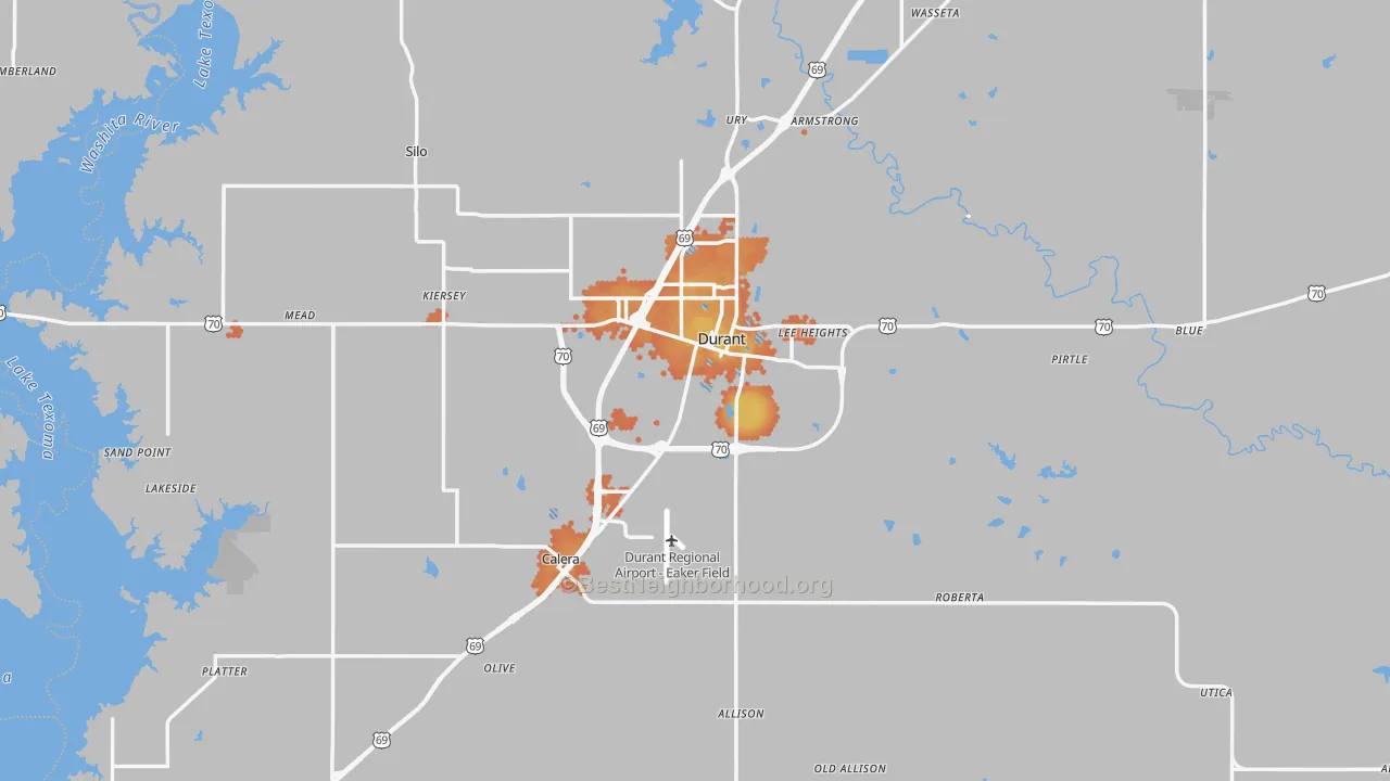 Bike Grade map of Bryan County, OK